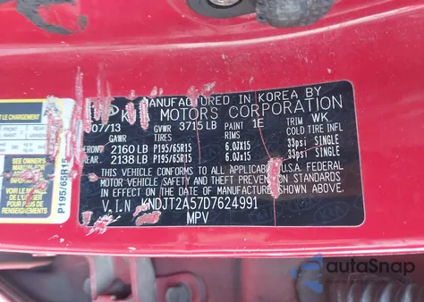 2013 Kia Soul z USA, uszkodzony, nr VIN KNDJT2A57D7624991